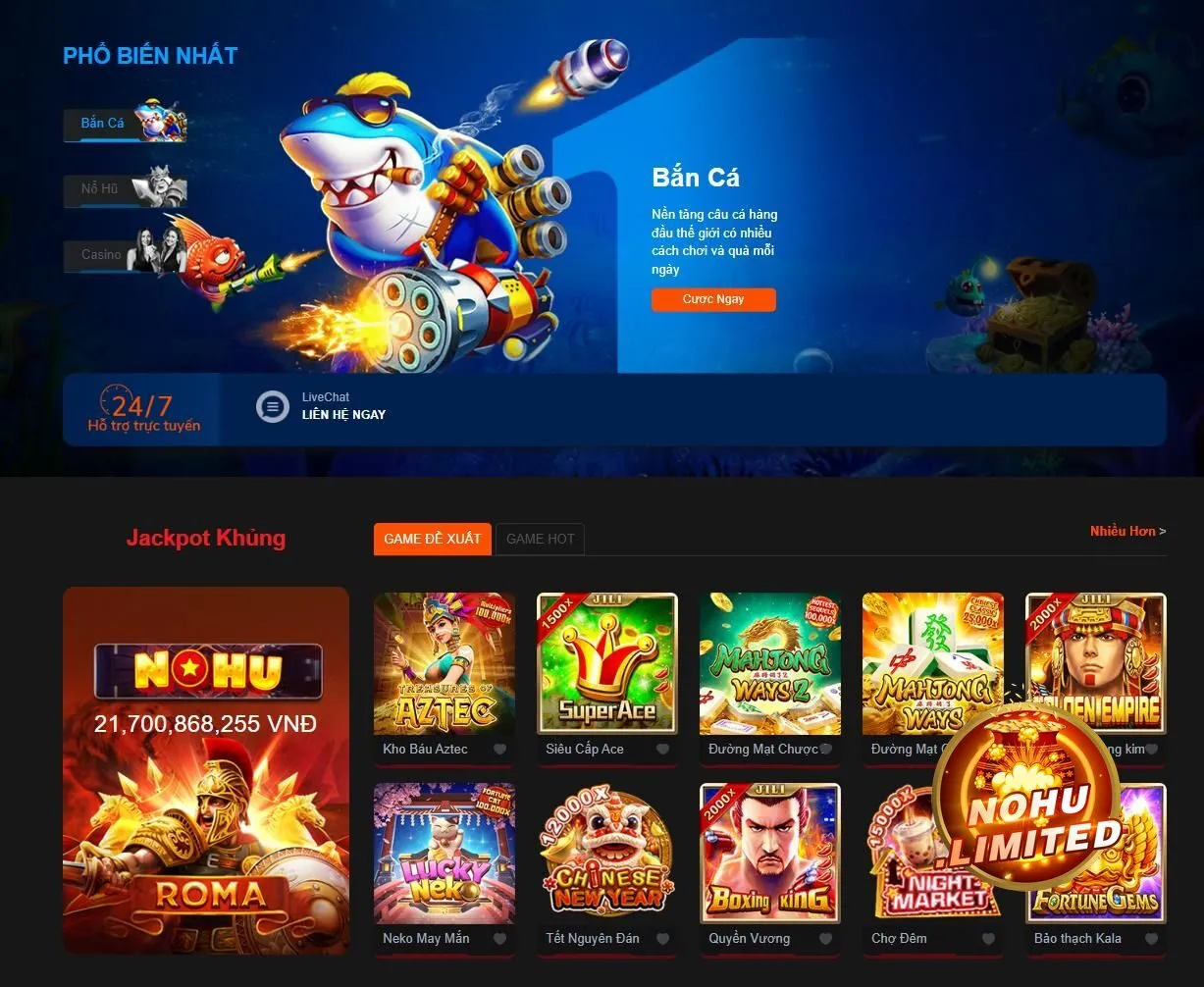 Cổng game gây ấn tượng nhờ sự đa dạng trong các chuyên mục sản phẩm