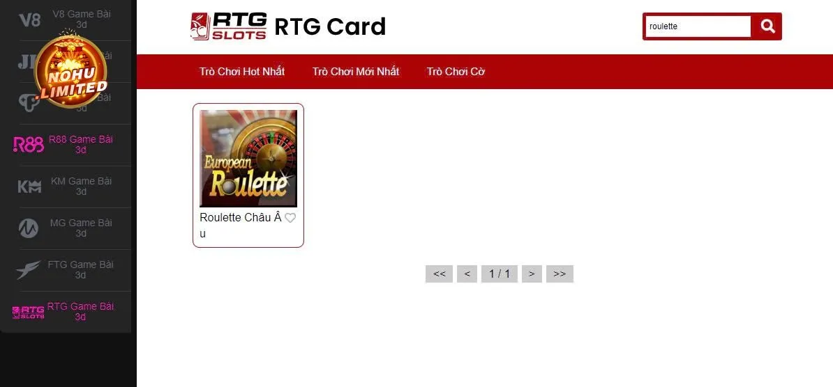 Gõ tìm kiếm Roulette và click chọn để tham gia trò chơi