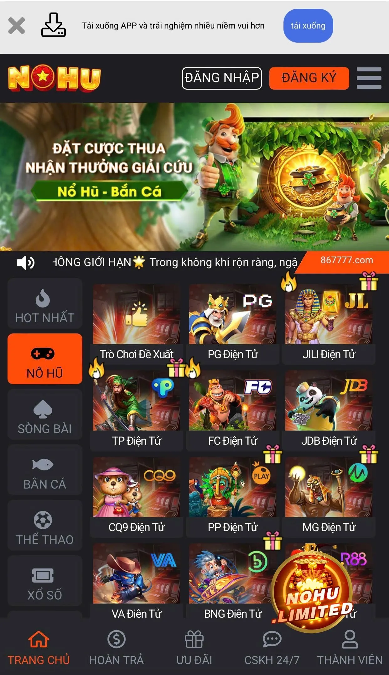 Nhấn mục Tải xuống để bắt đầu