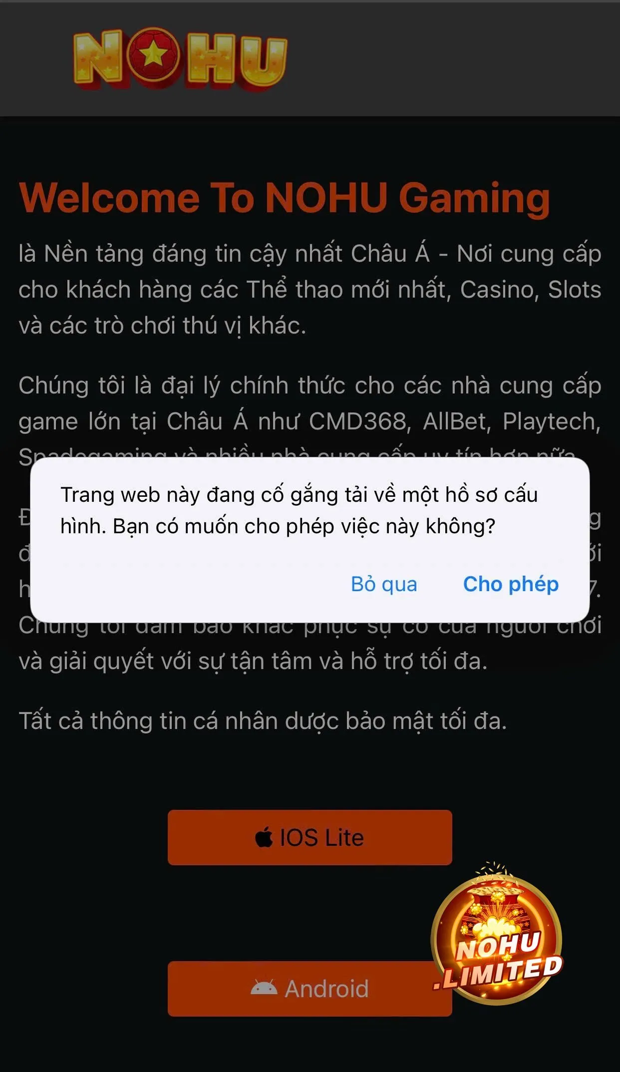 Nhấn “Cho phép”