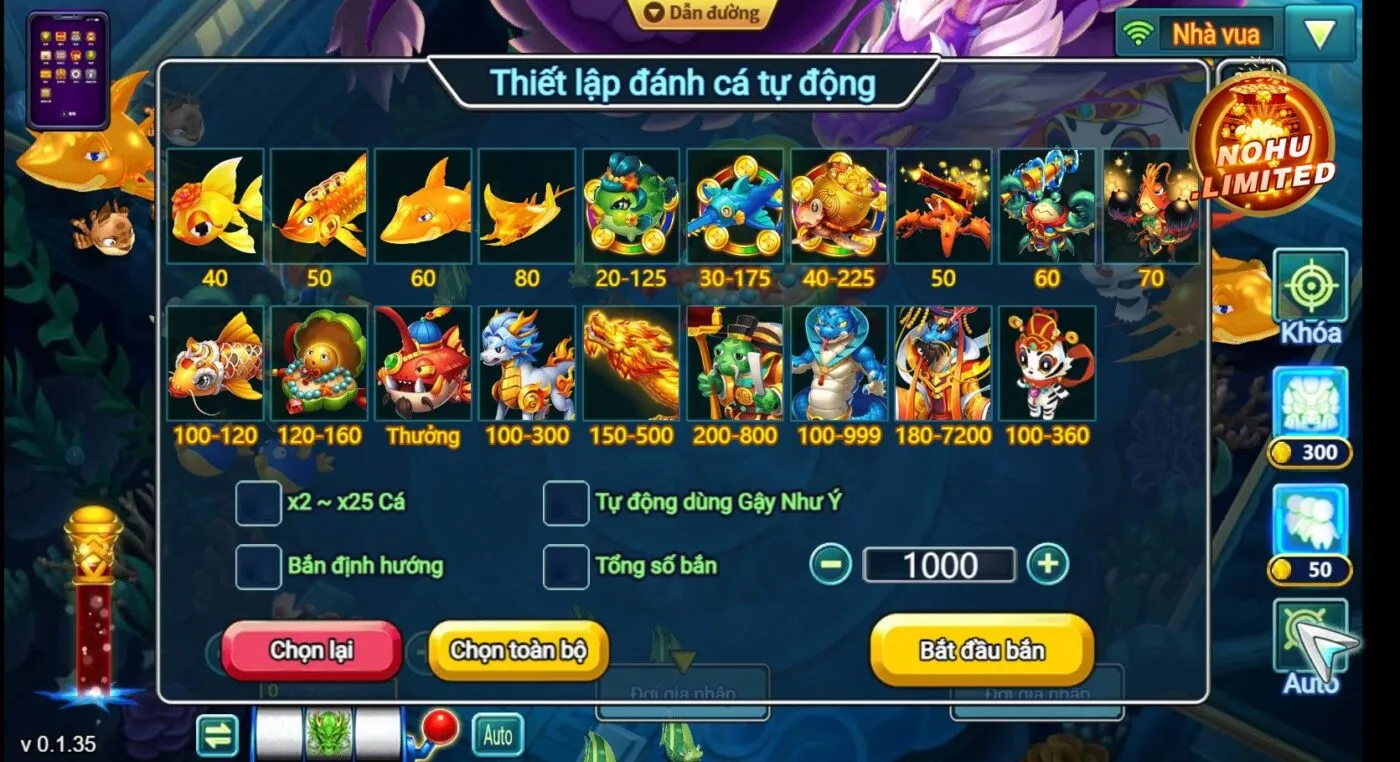 Luật chơi TP Chúa rồng thả cá nohu